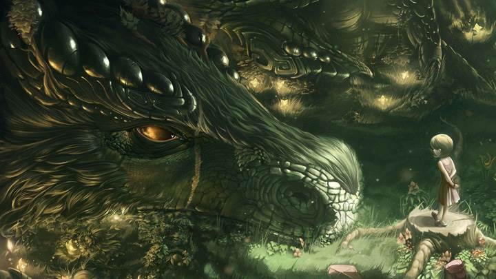 3D Little Girl And Dragon